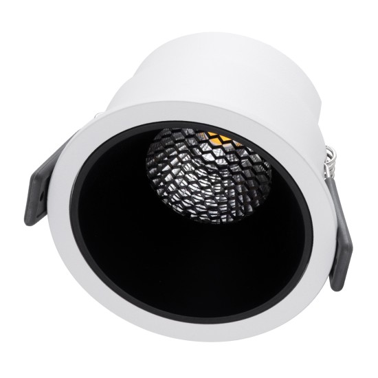 PLUTO-M 60252 Χωνευτό LED Spot Downlight TrimLess Φ8.4cm 10W 1300lm 38° AC 220-240V IP20 Φ8.4 x Υ5.9cm - Στρόγγυλο - Λευκό με Μαύρο Κάτοπτρο & Anti-Glare HoneyComb - Φυσικό Λευκό 4500K - Bridgelux COB - 5 Years Warranty