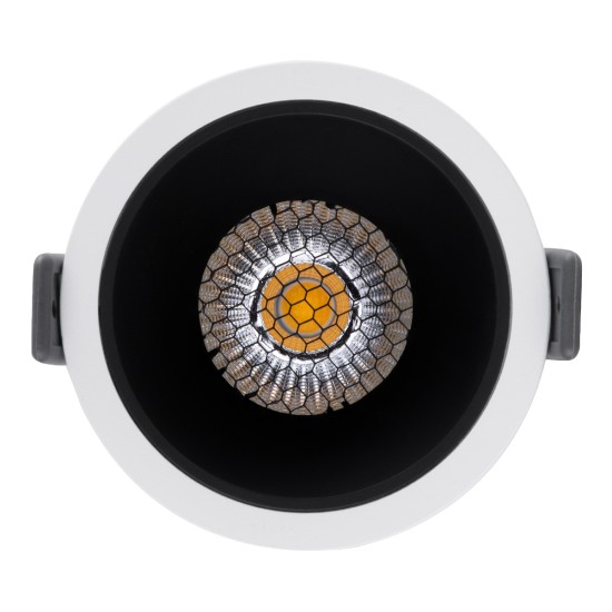 PLUTO-M 60252 Χωνευτό LED Spot Downlight TrimLess Φ8.4cm 10W 1300lm 38° AC 220-240V IP20 Φ8.4 x Υ5.9cm - Στρόγγυλο - Λευκό με Μαύρο Κάτοπτρο & Anti-Glare HoneyComb - Φυσικό Λευκό 4500K - Bridgelux COB - 5 Years Warranty