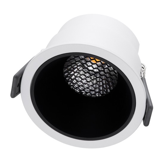 PLUTO-M 60253 Χωνευτό LED Spot Downlight TrimLess Φ8.4cm 10W 1250lm 38° AC 220-240V IP20 Φ8.4 x Υ5.9cm - Στρόγγυλο - Λευκό με Μαύρο Κάτοπτρο & Anti-Glare HoneyComb - Θερμό Λευκό 2700K - Bridgelux COB - 5 Years Warranty