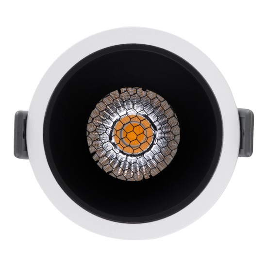 PLUTO-M 60253 Χωνευτό LED Spot Downlight TrimLess Φ8.4cm 10W 1250lm 38° AC 220-240V IP20 Φ8.4 x Υ5.9cm - Στρόγγυλο - Λευκό με Μαύρο Κάτοπτρο & Anti-Glare HoneyComb - Θερμό Λευκό 2700K - Bridgelux COB - 5 Years Warranty