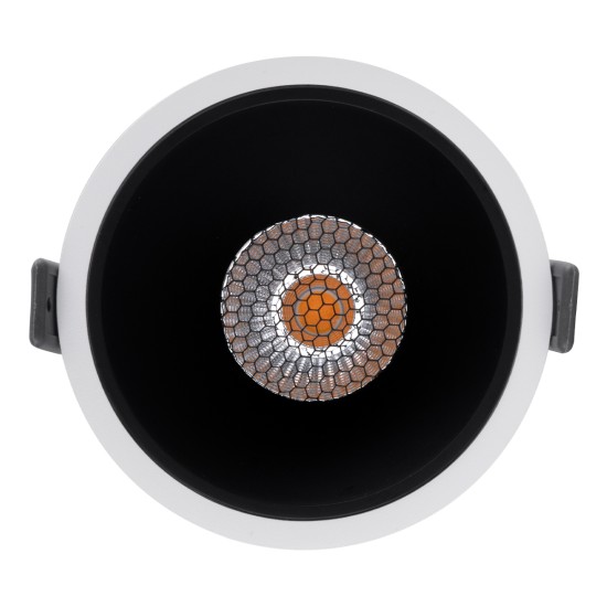 PLUTO-B 60259 Χωνευτό LED Spot Downlight TrimLess Φ10.4cm 15W 1875lm 38° AC 220-240V IP20 Φ10.4 x Υ6.5cm - Στρόγγυλο - Λευκό με Μαύρο Κάτοπτρο & Anti-Glare HoneyComb - Θερμό Λευκό 2700K - Bridgelux COB - 5 Years Warranty