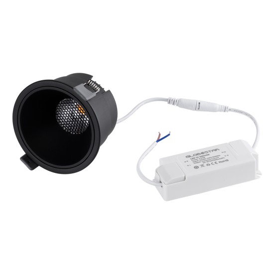 PLUTO-B 60263 Χωνευτό Downlight Σποτ με Honeycomb Anti Glare Reflector LED 15W 1875lm 38° AC 220-240V IP20 Θερμό Λευκό 2700K - Bridgelux COB Chip & TÜV SÜD Driver - Μαύρο Ματ - Μ10.4 x Π10.4 x Υ6.5cm / Q9.5cm - 5 Χρόνια Εγγύηση