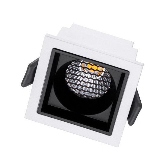 PLUTO-S 60264 Χωνευτό LED Spot Downlight TrimLess Μ6.4xΠ6.4cm 7W 910lm 38° AC 220-240V IP20 Μ6.4 x Π6.4 x Υ4.9cm - Τετράγωνο - Λευκό με Μαύρο Κάτοπτρο & Anti-Glare HoneyComb - Φυσικό Λευκό 4500K - Bridgelux COB - 5 Years Warranty