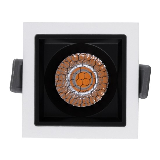 PLUTO-S 60265 Χωνευτό Downlight Σποτ με Honeycomb Anti Glare Reflector LED 7W 875lm 38° AC 220-240V IP20 Θερμό Λευκό 2700K - Bridgelux COB Chip & TÜV SÜD Driver - Λευκό & Μαύρο Ματ - Μ6.4 x Π6.4 x Υ4.9cm / Q5.5 x 5.5cm x - 5 Χρόνια Εγγύηση