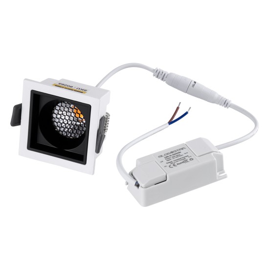 PLUTO-S 60265 Χωνευτό Downlight Σποτ με Honeycomb Anti Glare Reflector LED 7W 875lm 38° AC 220-240V IP20 Θερμό Λευκό 2700K - Bridgelux COB Chip & TÜV SÜD Driver - Λευκό & Μαύρο Ματ - Μ6.4 x Π6.4 x Υ4.9cm / Q5.5 x 5.5cm x - 5 Χρόνια Εγγύηση