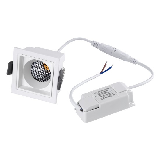 PLUTO-S 60267 Χωνευτό Downlight Σποτ με Honeycomb Anti Glare Reflector LED 7W 875lm 38° AC 220-240V IP20 Θερμό Λευκό 2700K - Bridgelux COB Chip & TÜV SÜD Driver - Λευκό Ματ - Μ6.4 x Π6.4 x Υ4.9cm / Q5.5 x 5.5cm - 5 Χρόνια Εγγύηση