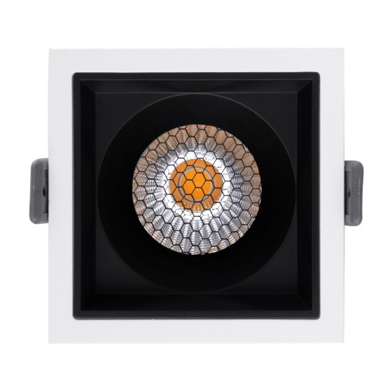 PLUTO-M 60270 Χωνευτό LED Spot Downlight TrimLess Μ8.4xΠ8.4cm 10W 1300lm 38° AC 220-240V IP20 Μ8.4 x Π8.4 x Υ5.9cm - Τετράγωνο - Λευκό με Μαύρο Κάτοπτρο & Anti-Glare HoneyComb - Φυσικό Λευκό 4500K - Bridgelux COB - 5 Years Warranty