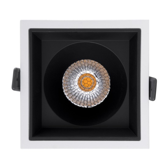 PLUTO-B 60276 Χωνευτό LED Spot Downlight TrimLess Μ10.4xΠ10.4cm 15W 1950lm 38° AC 220-240V IP20 Μ10.4 x Π10.4 x Υ6.5cm - Τετράγωνο - Λευκό με Μαύρο Κάτοπτρο & Anti-Glare HoneyComb - Φυσικό Λευκό 4500K - Bridgelux COB - 5 Years Warranty