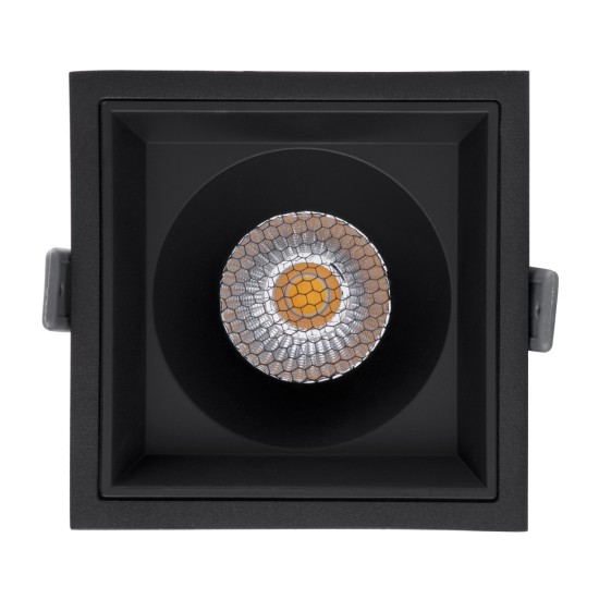 PLUTO-B 60280 Χωνευτό LED Spot Downlight TrimLess Μ10.4xΠ10.4cm 15W 1950lm 38° AC 220-240V IP20 Μ10.4 x Π10.4 x Υ6.5cm - Τετράγωνο - Μαύρο & Anti-Glare HoneyComb - Φυσικό Λευκό 4500K - Bridgelux COB - 5 Years Warranty