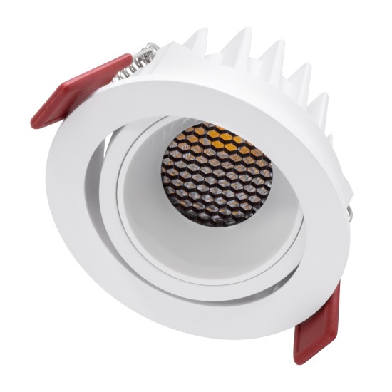 LEO-R 60284 Χωνευτό LED Spot Downlight TrimLess Φ8.5cm 10W 1300lm 38° AC 220-240V IP20 Φ8.5 x Υ6.6cm - Στρόγγυλο - Κινούμενο - Λευκό & Anti-Glare HoneyComb - Φυσικό Λευκό 4500K - Bridgelux COB - 5 Years Warranty