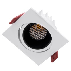 LEO-SQ 60288 Χωνευτό Κινούμενο Downlight Σποτ με Honeycomb Anti Glare Reflector LED 10W 1300lm 38° AC 220-240V IP20 Φυσικό Λευκό 4500K - Bridgelux COB Chip & TÜV SÜD Driver - Λευκό & Μαύρο Ματ - Μ8.5 x Π8.5 x Υ6.6cm / Q7.5 x 7.5cm - 5 Χρόνια Εγγύη