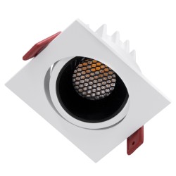 LEO-SQ 60289 Χωνευτό Κινούμενο Downlight Σποτ με Honeycomb Anti Glare Reflector LED 10W 1250lm 38° AC 220-240V IP20 Θερμό Λευκό 2700K - Bridgelux COB Chip & TÜV SÜD Driver - Λευκό & Μαύρο Ματ - Μ8.5 x Π8.5 x Υ6.6cm / Q7.5 x 7.5cm - 5 Χρόνια Εγγύησ