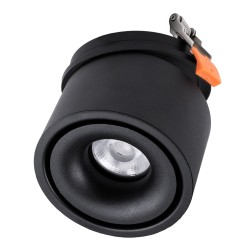 OMEGA-R 60297 Χωνευτό Κινούμενο Downlight Σποτ LED 12W 1500lm 36° AC 220-240V IP20 Θερμό Λευκό 2700K - Bridgelux COB Chip & TÜV SÜD Driver - Μαύρο Ματ - Μ10 x Π10 x Υ8.2cm / Q9cm - 5 Χρόνια Εγγύηση