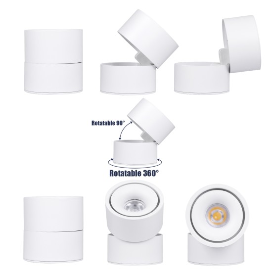 OMEGA-S 60298 Κινούμενο Downlight Σποτ LED 12W 1560lm 36° AC 220-240V IP20 Φυσικό Λευκό 4500K - Bridgelux COB Chip & TÜV SÜD Driver - Λευκό Ματ - Μ10 x Π10 x Υ10.5cm - 5 Χρόνια Εγγύηση