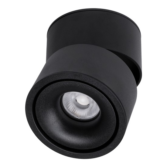 OMEGA-S 60301 Κινούμενο Downlight Σποτ LED 12W 1500lm 36° AC 220-240V IP20 Θερμό Λευκό 2700K - Bridgelux COB Chip & TÜV SÜD Driver - Μαύρο Ματ - Μ10 x Π10 x Υ10.5cm - 5 Χρόνια Εγγύηση