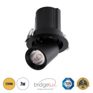 VIRGO-S 60305 Χωνευτό LED Spot Downlight TrimLess Φ9cm 7W 875lm 36° AC 220-240V IP20 Φ9cm x Υ9cm - Στρόγγυλο - Μαύρο - Θερμό Λευκό 2700K - Bridgelux COB - 5 Years Warranty