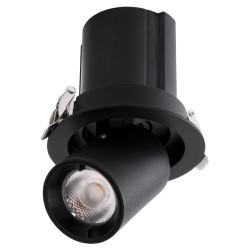 VIRGO-S 60305 Χωνευτό Κινούμενο Downlight Σποτ LED 7W 875lm 36° AC 220-240V IP20 Θερμό Λευκό 2700K - Bridgelux COB Chip & TÜV SÜD Driver - Μαύρο Ματ - Μ9 x Π9 x Υ9cm / Q7.8cm - 5 Χρόνια Εγγύηση