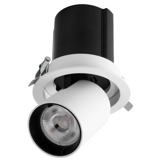 VIRGO-M 60306 Χωνευτό LED Spot Downlight TrimLess Φ11cm 12W 1560lm 36° AC 220-240V IP20 Φ11cm x Υ11.5cm - Στρόγγυλο - Λευκό με Μαύρο Κάτοπτρο - Φυσικό Λευκό 4500K - Bridgelux COB - 5 Years Warranty