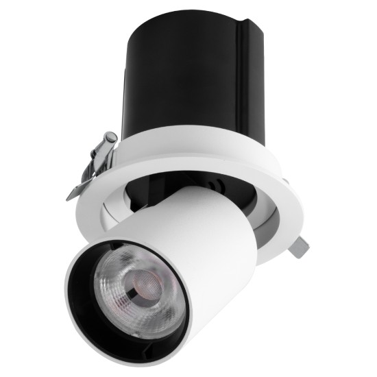 VIRGO-M 60307 Χωνευτό LED Spot Downlight TrimLess Φ11cm 12W 1500lm 36° AC 220-240V IP20 Φ11cm x Υ11.5cm - Στρόγγυλο - Λευκό με Μαύρο Κάτοπτρο - Θερμό Λευκό 2700K - Bridgelux COB - 5 Years Warranty