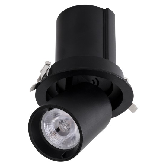 VIRGO-M 60309 Χωνευτό LED Spot Downlight TrimLess Φ11cm 12W 1500lm 36° AC 220-240V IP20 Φ11cm x Υ11.5cm - Στρόγγυλο - Μαύρο - Θερμό Λευκό 2700K - Bridgelux COB - 5 Years Warranty