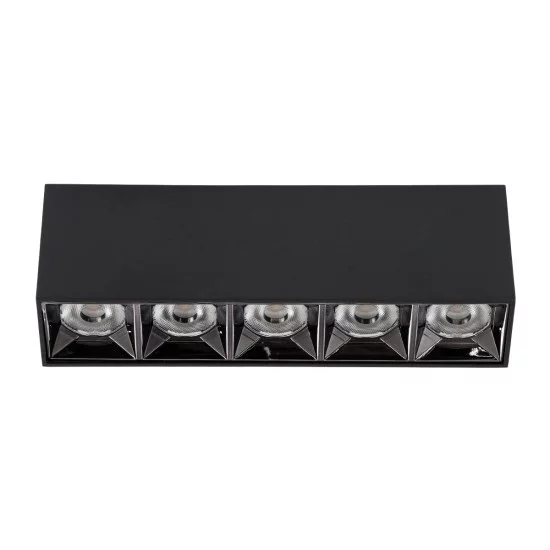 LUMINAR SUPERIOR 60329 Επιφανειακό LED Spot Downlight TrimLess 20W 2700lm 36° AC 220-240V IP20 Μ19.5 x Π4.2 x Υ6.6cm - Μαύρο με Κάτοπτρο Χρωμίου - Θερμό Λευκό 2700K - Bridgelux High Lumen Chip Gen2 - TÜV Certified Driver - 5 Years Warranty