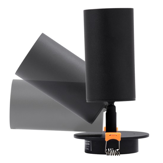 LEO 60350 Χωνευτό Κινούμενο Φωτιστικό Downlight Σποτ με Ντουί 1 x GU10 AC 220-240V IP20 - Μαύρο Ματ - Μ9 x Π9 x Υ17cm / Q7cm
