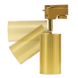 LEO 60357 Κινούμενο Φωτιστικό Σποτ Ράγας με Ντουί 1 x GU10 AC 220-240V IP20 - Χρυσό Πλατίνα - Μ6 x Π6 x Υ19cm