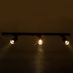 LEO 60359 Μοντέρνο Φωτιστικό Οροφής με Ντουί 3 x GU10 AC 220-240V IP20 - Χρυσό Πλατίνα - Μ100 x Π6 x Υ20cm