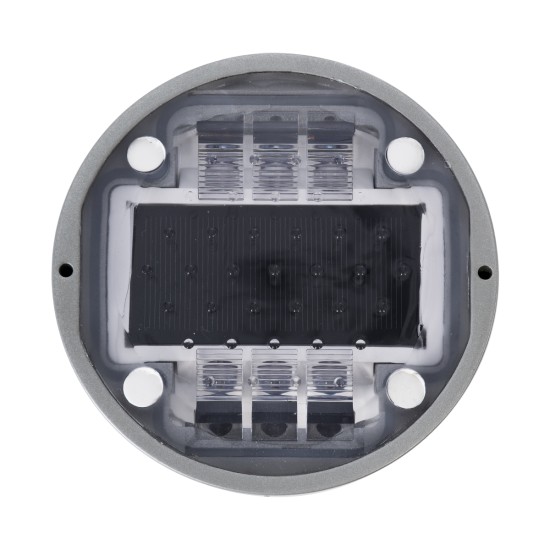 ROADER 60367 Professional LED Strobe Αυτόνομος Ηλιακός Χωνευτός Ανακλαστήρας Οδοστρώματος με Ενσωματωμένο Φωτοβολταϊκό Panel 2.5V 220mA & Επαναφορτιζόμενη Μπαταρία Ni-MH 1.2V 1200mAh - Αδιάβροχο IP68 - Ψυχρό Λευκό 6000K - Max Pass Load 20 Τόνοι - Φ12.