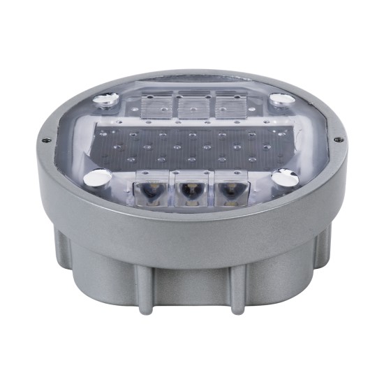 ROADER 60367 Professional LED Strobe Αυτόνομος Ηλιακός Χωνευτός Ανακλαστήρας Οδοστρώματος με Ενσωματωμένο Φωτοβολταϊκό Panel 2.5V 220mA & Επαναφορτιζόμενη Μπαταρία Ni-MH 1.2V 1200mAh - Αδιάβροχο IP68 - Ψυχρό Λευκό 6000K - Max Pass Load 20 Τόνοι - Φ12.