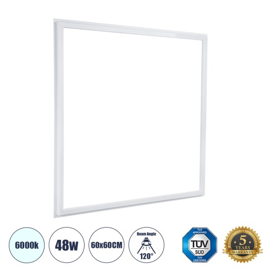 60368 Χωνευτό LED Panel Linear Frameless Super Slim 60x60cm 48W 5760lm 120° CRI≥85Ra AC 220-240V IP44 Μ60 x Π60 x Υ1.5cm - Ψυχρό Λευκό 6000K - TÜV Certified Driver - 5 Years Warranty