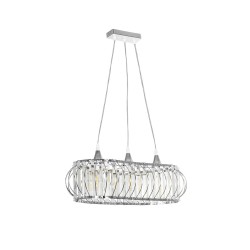 RAZIA 201-0101 Vintage Κρεμαστό Φωτιστικό Οροφής με Ντουί 3 x E27 AC 220-240V IP20 - Ασημί & Διάφανο - Μ60 x Π30 x Υ25cm