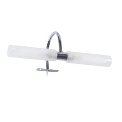 FLORA 60414 Μοντέρνο Φωτιστικό Τοίχου - Απλίκα Καθρέπτη Μπάνιου με Ντουί 2 x G9 AC 220-240V IP44 - Νίκελ Χρώμιο & Λευκό - Μ31 x Π13 x Υ12cm