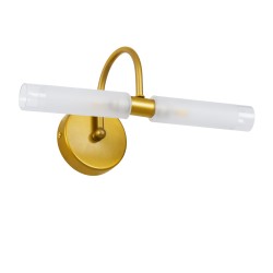 PAOLA 60417 Μοντέρνο Φωτιστικό Τοίχου - Απλίκα Καθρέπτη Μπάνιου με Ντουί 2 x G9 AC 220-240V IP44 - Χρυσό Βούρτσας & Λευκό - Μ31 x Π16 x Υ15cm