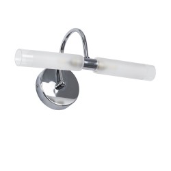 PAOLA 60418 Μοντέρνο Φωτιστικό Τοίχου - Απλίκα Καθρέπτη Μπάνιου με Ντουί 2 x G9 AC 220-240V IP44 - Ασημί & Λευκό - Μ31 x Π16 x Υ15cm