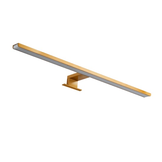 NINA 60423 Μοντέρνο Φωτιστικό Τοίχου - Απλίκα Καθρέπτη Μπάνιου LED 12W 1400lm 120° AC 220-240V IP44 Φυσικό Λευκό 4500K - Lumileds SMD Chip & TÜV SÜD Driver - Χρυσό Βούρτσας - Μ60 x Π10.5 x Υ4cm - 3 Χρόνια Εγγύηση