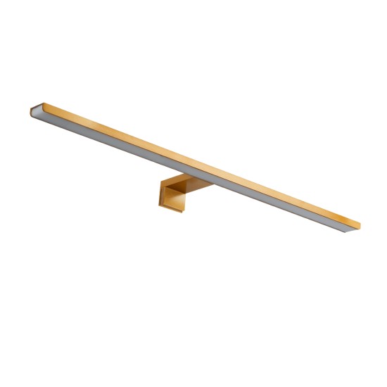 NINA 60423 Μοντέρνο Φωτιστικό Τοίχου - Απλίκα Καθρέπτη Μπάνιου LED 12W 1400lm 120° AC 220-240V IP44 Φυσικό Λευκό 4500K - Lumileds SMD Chip & TÜV SÜD Driver - Χρυσό Βούρτσας - Μ60 x Π10.5 x Υ4cm - 3 Χρόνια Εγγύηση