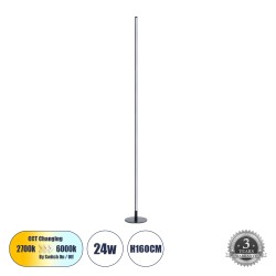 DALUMA 60470 Επιδαπέδιο Φωτιστικό LED CCT 24W 2640lm 200° AC 220-240V - Εναλλαγή Φωτισμού μέσω On/Off All In One Ψυχρό 6000k+Φυσικό 4500k+Θερμό 2700k Μ18 x Π18 x Υ160cm - Μαύρο - 3 Χρόνια Εγγύηση