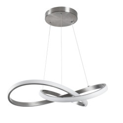 DEXTER 60498 Μοντέρνο Κρεμαστό Φωτιστικό Οροφής LED 72W 8064lm 300° AC 220-240V IP20 Ρυθμιζόμενο Λευκό CCT με Χειριστήριο από 2700K έως 6000K Dimmable - Lumileds SMD Chip - Νίκελ Βούρτσας - Μ56 x Π56 x Υ14cm - 3 Χρόνια Εγγύηση