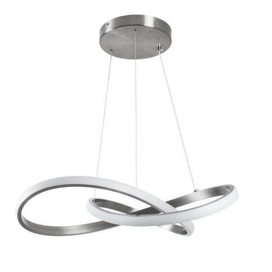 DEXTER 60498 Μοντέρνο Κρεμαστό Φωτιστικό Οροφής LED 72W 8064lm 300° AC 220-240V IP20 Ρυθμιζόμενο Λευκό CCT με Χειριστήριο από 2700K έως 6000K Dimmable - Lumileds SMD Chip - Νίκελ Βούρτσας - Μ56 x Π56 x Υ14cm - 3 Χρόνια Εγγύηση