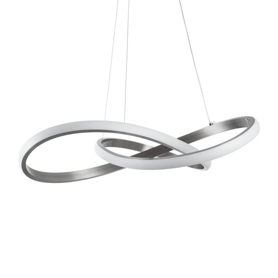 DEXTER 60498 Μοντέρνο Κρεμαστό Φωτιστικό Οροφής LED 72W 8064lm 300° AC 220-240V IP20 Ρυθμιζόμενο Λευκό CCT με Χειριστήριο από 2700K έως 6000K Dimmable - Lumileds SMD Chip - Νίκελ Βούρτσας - Μ56 x Π56 x Υ14cm - 3 Χρόνια Εγγύηση