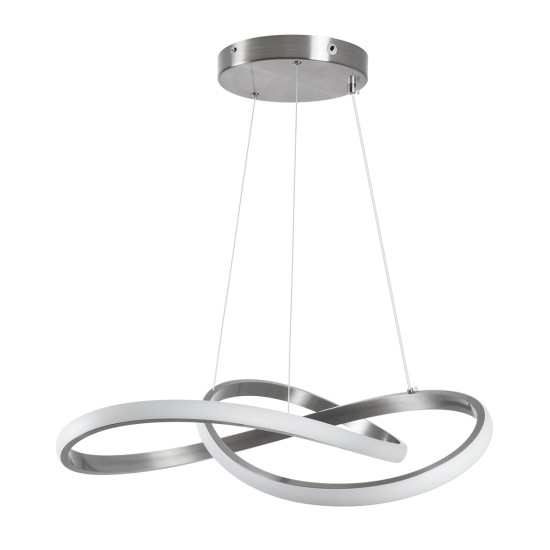 DEXTER 60498 Μοντέρνο Κρεμαστό Φωτιστικό Οροφής LED 72W 8064lm 300° AC 220-240V IP20 Ρυθμιζόμενο Λευκό CCT με Χειριστήριο από 2700K έως 6000K Dimmable - Lumileds SMD Chip - Νίκελ Βούρτσας - Μ56 x Π56 x Υ14cm - 3 Χρόνια Εγγύηση