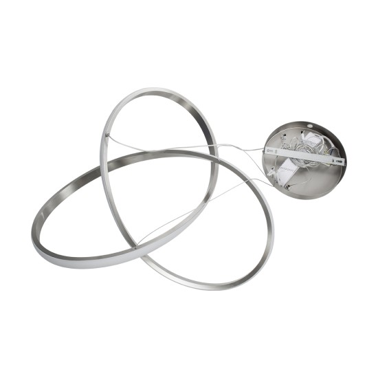 DEXTER 60498 Μοντέρνο Κρεμαστό Φωτιστικό Οροφής LED 72W 8064lm 300° AC 220-240V IP20 Ρυθμιζόμενο Λευκό CCT με Χειριστήριο από 2700K έως 6000K Dimmable - Lumileds SMD Chip - Νίκελ Βούρτσας - Μ56 x Π56 x Υ14cm - 3 Χρόνια Εγγύηση