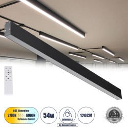 FELIX 61028-S Μοντέρνο Φωτιστικό Οροφής LED 54W 6500lm 120° AC 220-240V IP20 Ρυθμιζόμενο Λευκό CCT με Χειριστήριο από 2700K έως 6000K Dimmable - Lumileds SMD Chip - Μαύρο Ματ - Μ120 x Π3.5 x Υ7cm - 3 Χρόνια Εγγύηση