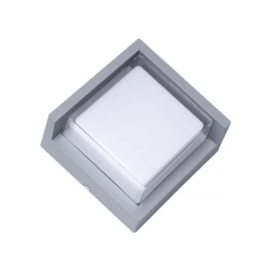 APEX 60771 Μοντέρνο Φωτιστικό Τοίχου - Απλίκα LED 10W 1050lm 120° AC 220-240V Αδιάβροχο IP65 Φυσικό Λευκό 4500K - Bridgelux SMD Chip - Γκρι - Μ17 x Π17 x Υ9cm - 3 Χρόνια Εγγύηση