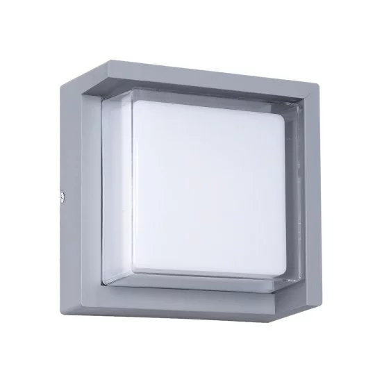 APEX 60771 Μοντέρνο Φωτιστικό Τοίχου - Απλίκα LED 10W 1050lm 120° AC 220-240V Αδιάβροχο IP65 Φυσικό Λευκό 4500K - Bridgelux SMD Chip - Γκρι - Μ17 x Π17 x Υ9cm - 3 Χρόνια Εγγύηση