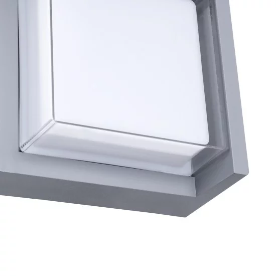 APEX 60771 Μοντέρνο Φωτιστικό Τοίχου - Απλίκα LED 10W 1050lm 120° AC 220-240V Αδιάβροχο IP65 Φυσικό Λευκό 4500K - Bridgelux SMD Chip - Γκρι - Μ17 x Π17 x Υ9cm - 3 Χρόνια Εγγύηση