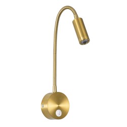 GOOSE 60880 Μοντέρνο Φωτιστικό Τοίχου - Απλίκα Ξενοδοχείου Reading Light LED 3W 300lm 36° AC 220-240V IP20 Φυσικό Λευκό 4500K - CREE XPE Chip & TÜV SÜD Driver - Χρυσό Πλατίνα - Μ6.5 x Π15 x Υ24.5cm - 3 Χρόνια Εγγύηση