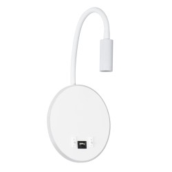 GOOSE 60881 Μοντέρνο Φωτιστικό Τοίχου - Απλίκα Ξενοδοχείου Reading Light με Φορτιστή USB 3A LED 6W 600lm 36° & 360° AC 220-240V IP20 Φυσικό Λευκό 4500K - CREE XPE & Lumileds SMD Chip & TÜV SÜD Driver - Λευκό Ματ - Μ15.5 x Π15 x Υ30.5cm - 3 Χρό