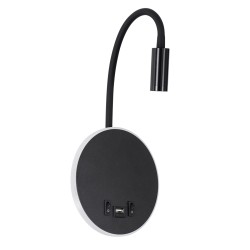 GOOSE 60883 Μοντέρνο Φωτιστικό Τοίχου - Απλίκα Ξενοδοχείου Reading Light με Φορτιστή USB 3A LED 6W 600lm 36° & 360° AC 220-240V IP20 Φυσικό Λευκό 4500K - CREE XPE & Lumileds SMD Chip & TÜV SÜD Driver - Μαύρο Ματ - Μ15.5 x Π15 x Υ30.5cm - 3 Χρό